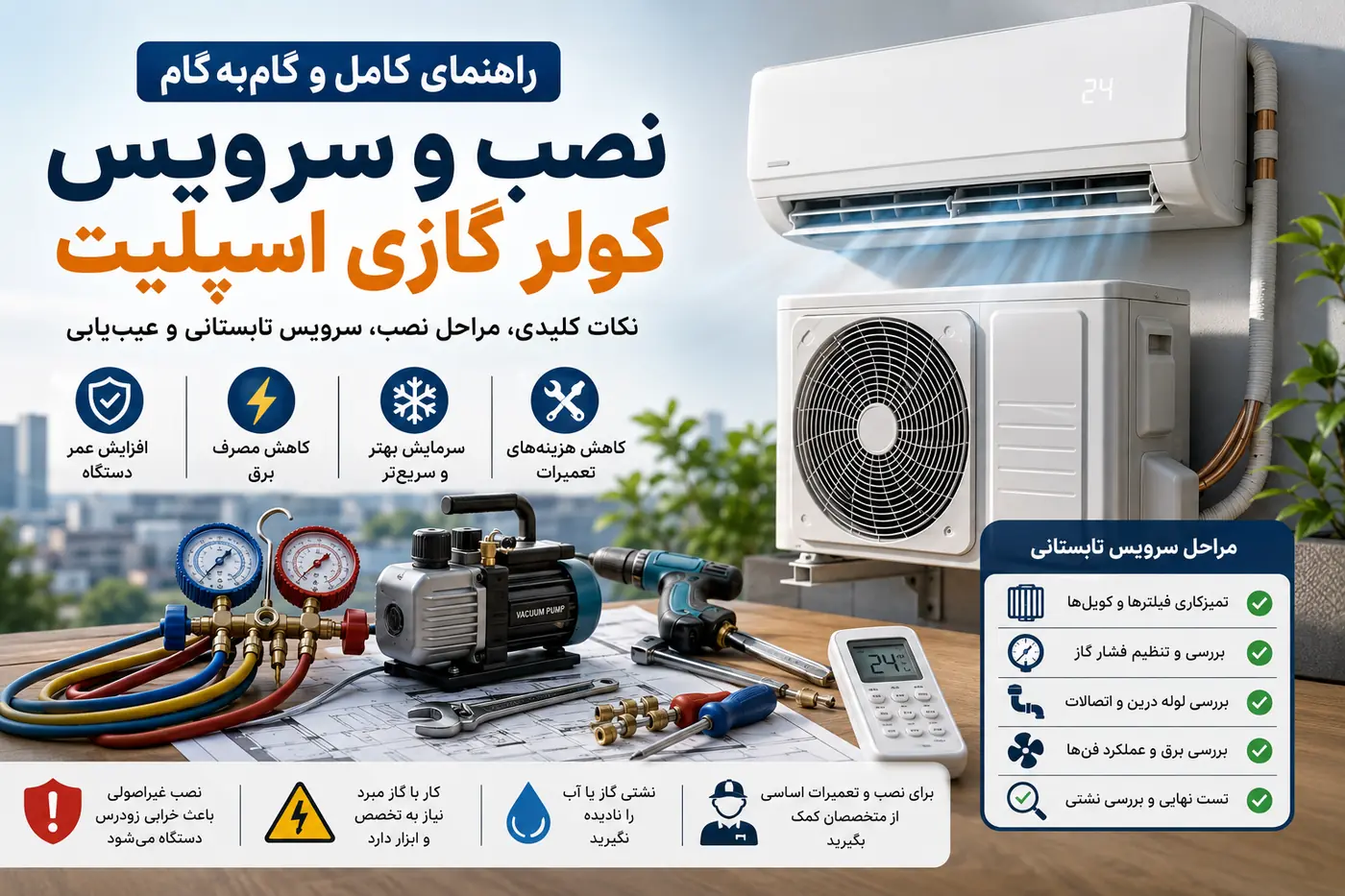 نصب و تعمیر کولر گازی؛ راهنمای سرویس تابستانی