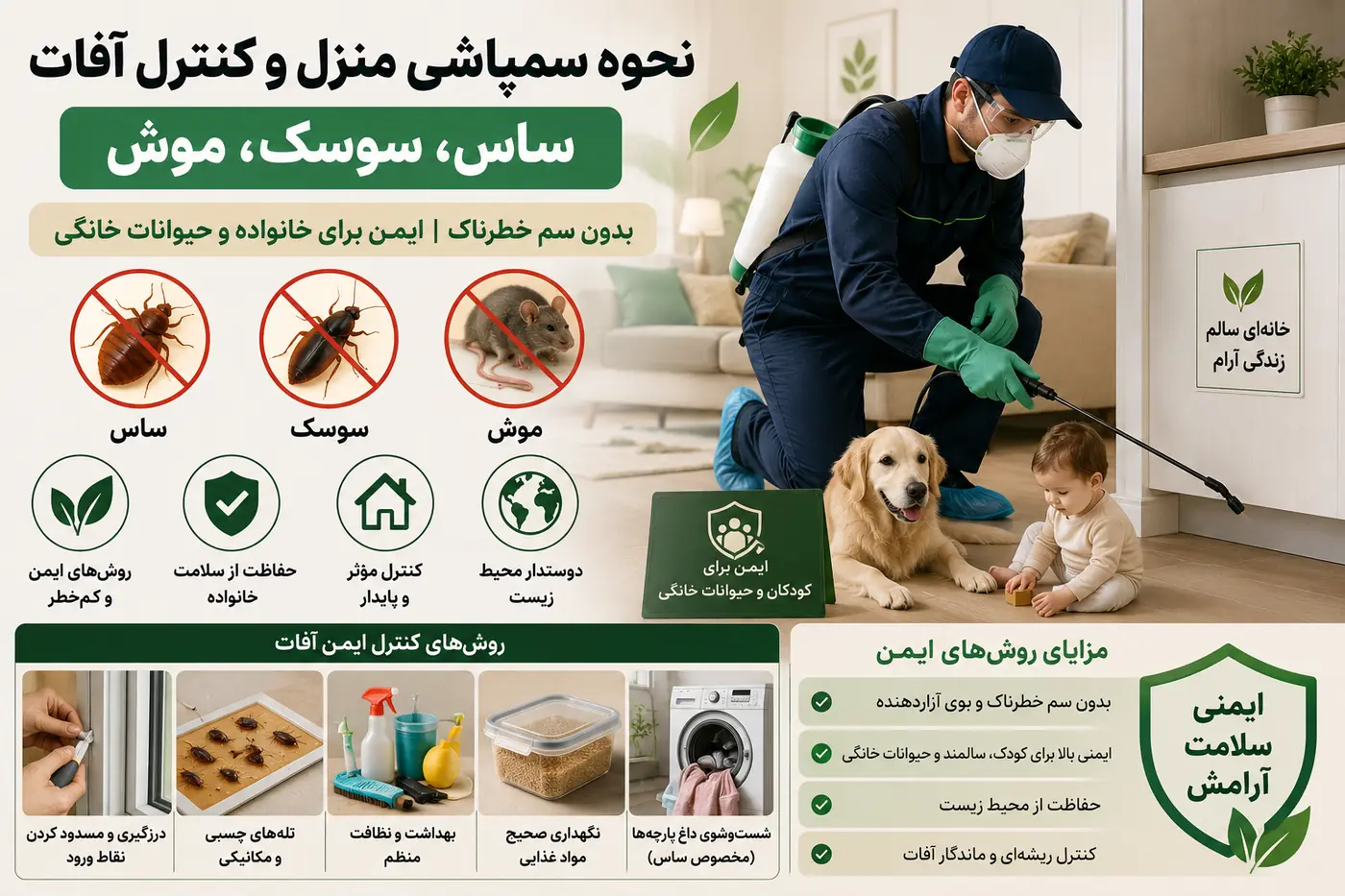 سمپاشی منزل و کنترل آفات بدون سم خطرناک