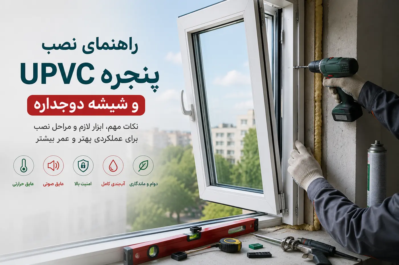 راهنمای کامل نصب پنجره و درب UPVC و شیشه دوجداره